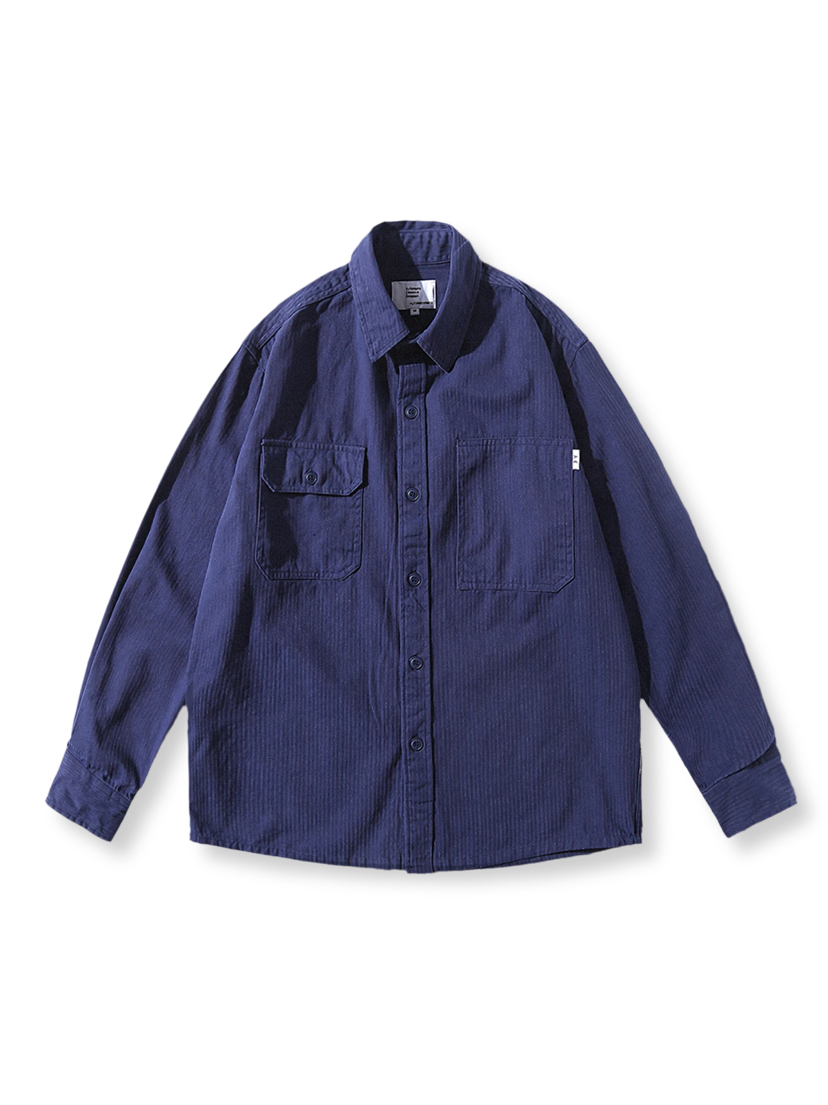 熱圧着ストライプと洗い加工が映えるコットンワークシャツ