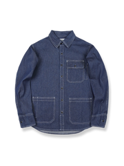 ストライプ柄ワークデニムシャツ