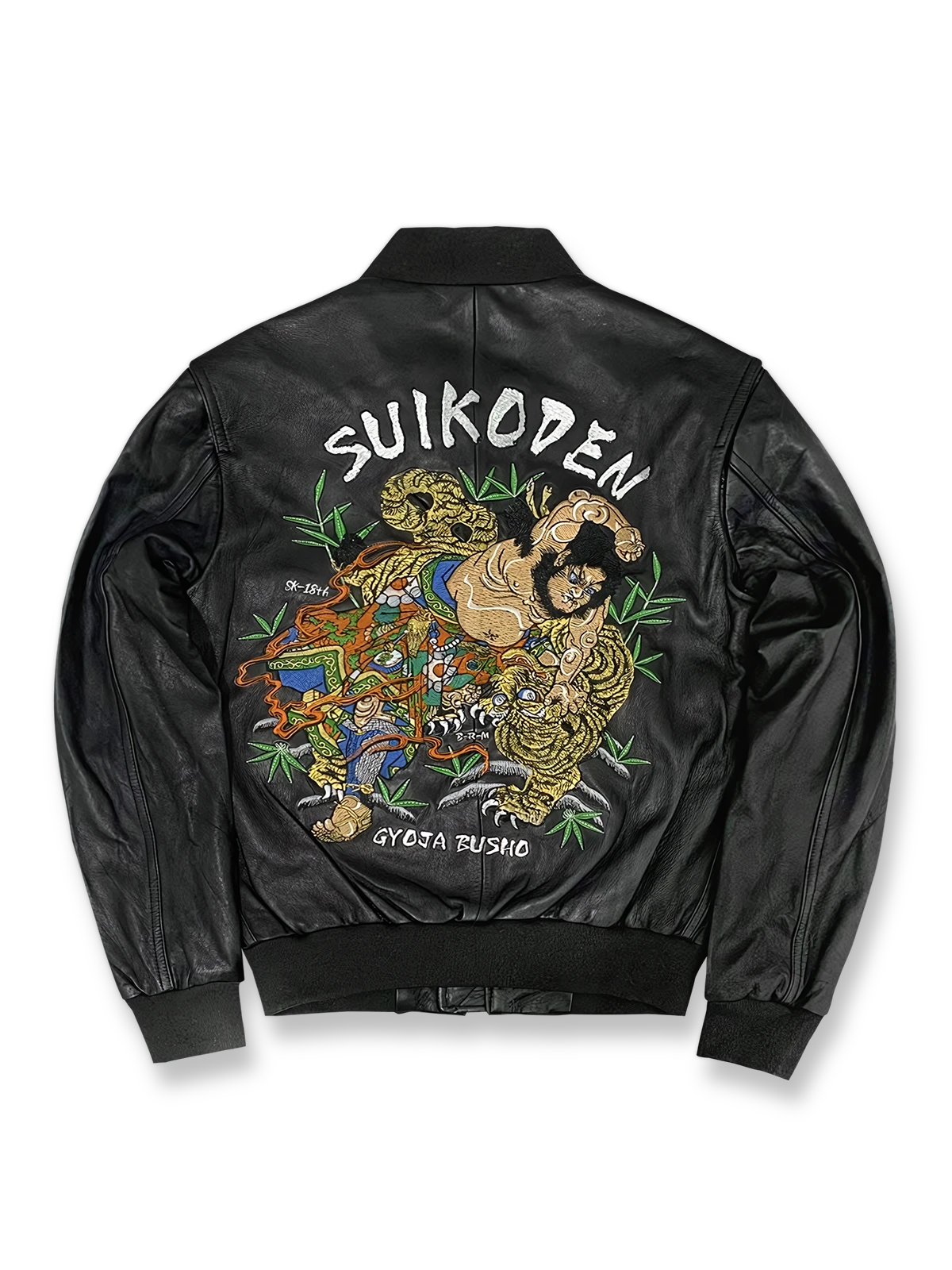 水滸伝の武松と虎が刺繍された羊革スカジャン