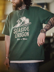 サーファーエンブロイダリープリントTシャツ