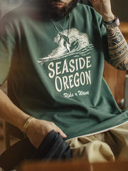 サーファーエンブロイダリープリントTシャツ