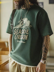 サーファーエンブロイダリープリントTシャツ