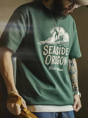 サーファーエンブロイダリープリントTシャツ