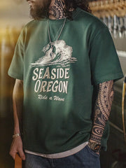 サーファーエンブロイダリープリントTシャツ