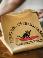 サーフィングキャット発泡プリントTシャツ