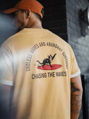 サーフィングキャット発泡プリントTシャツ