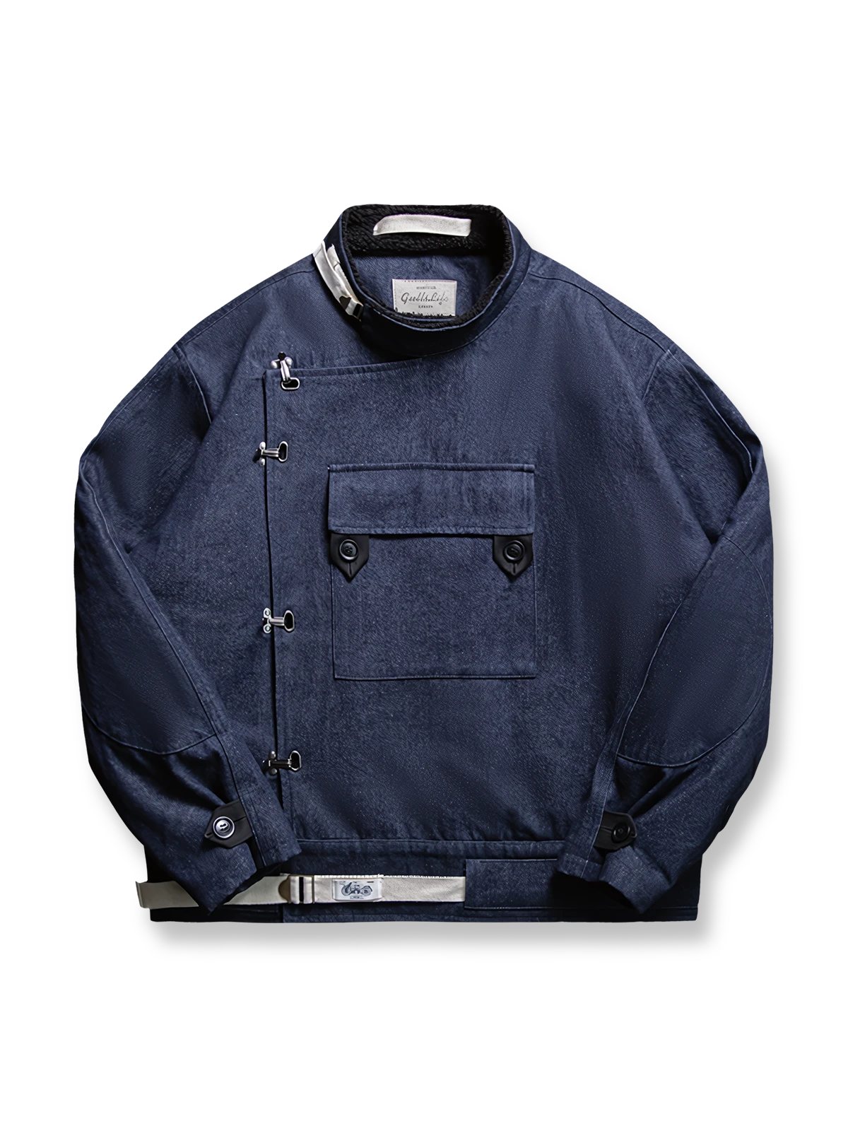 スウェーデン軍風デニム素材のシープスキン型バイカージャケット