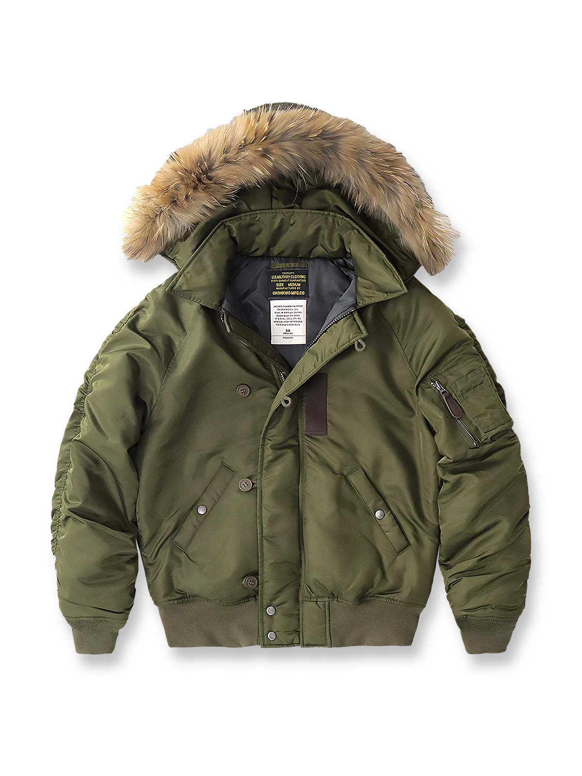 タヌキファー襟とウールライニングが特徴のN2Bフライトジャケット。