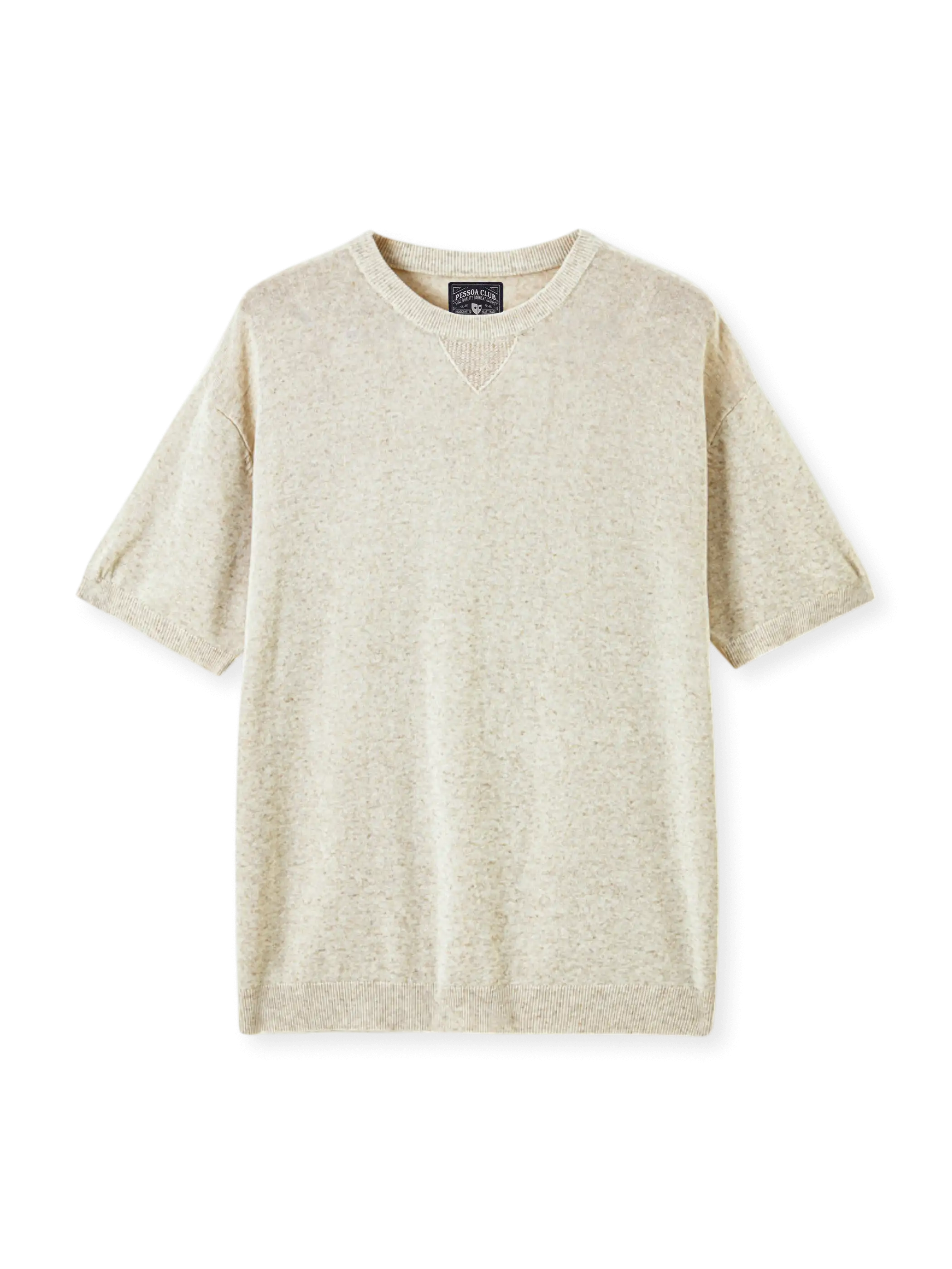 薄手のテンセルリネン混紡ニットとドロップショルダーが映えるショートスリーブTシャツ