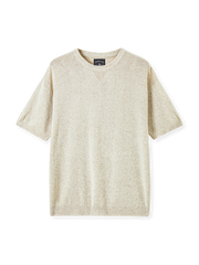 薄手のテンセルリネン混紡ニットとドロップショルダーが映えるショートスリーブTシャツ