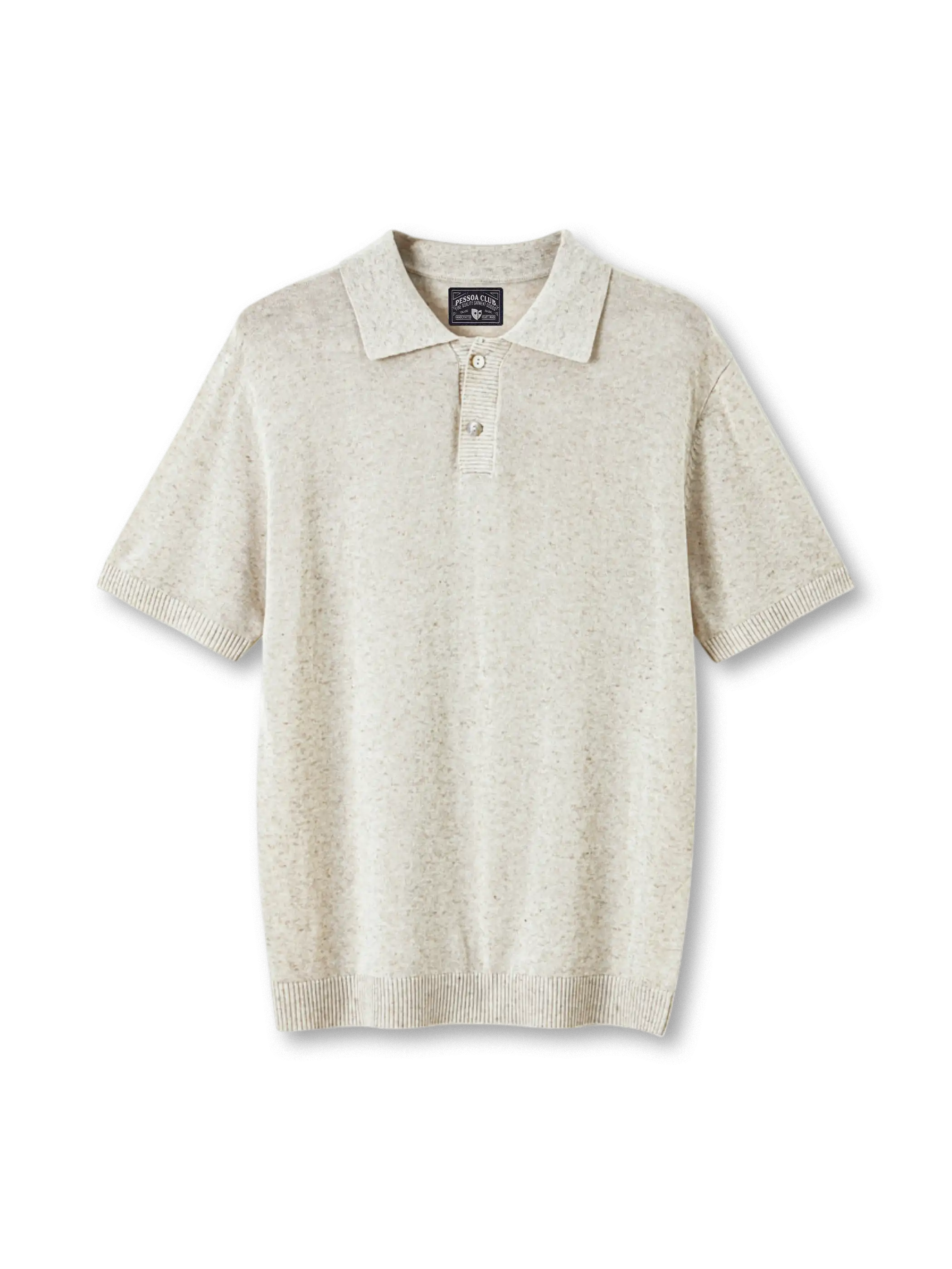 テンセルとリネン混紡のマットな横編みが映えるニットポロシャツ