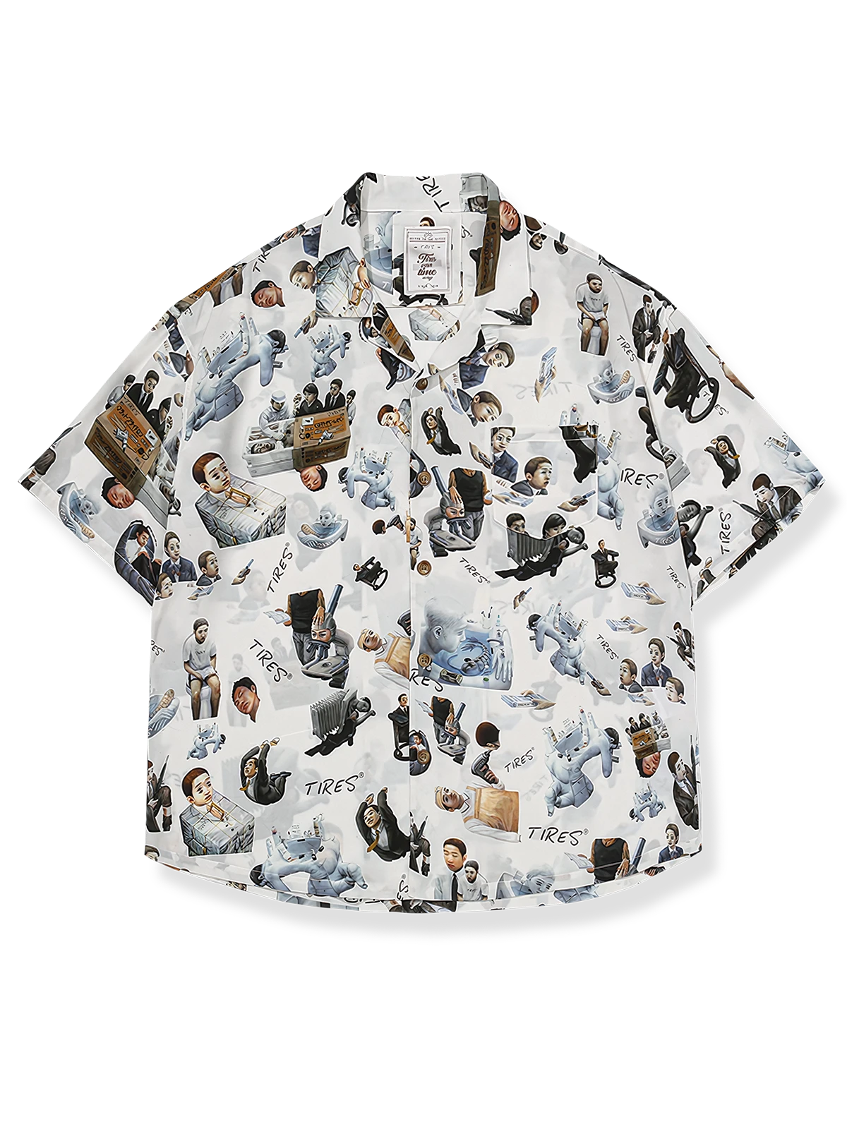 石田徹也のアートプリントが施された個性的なアロハシャツ