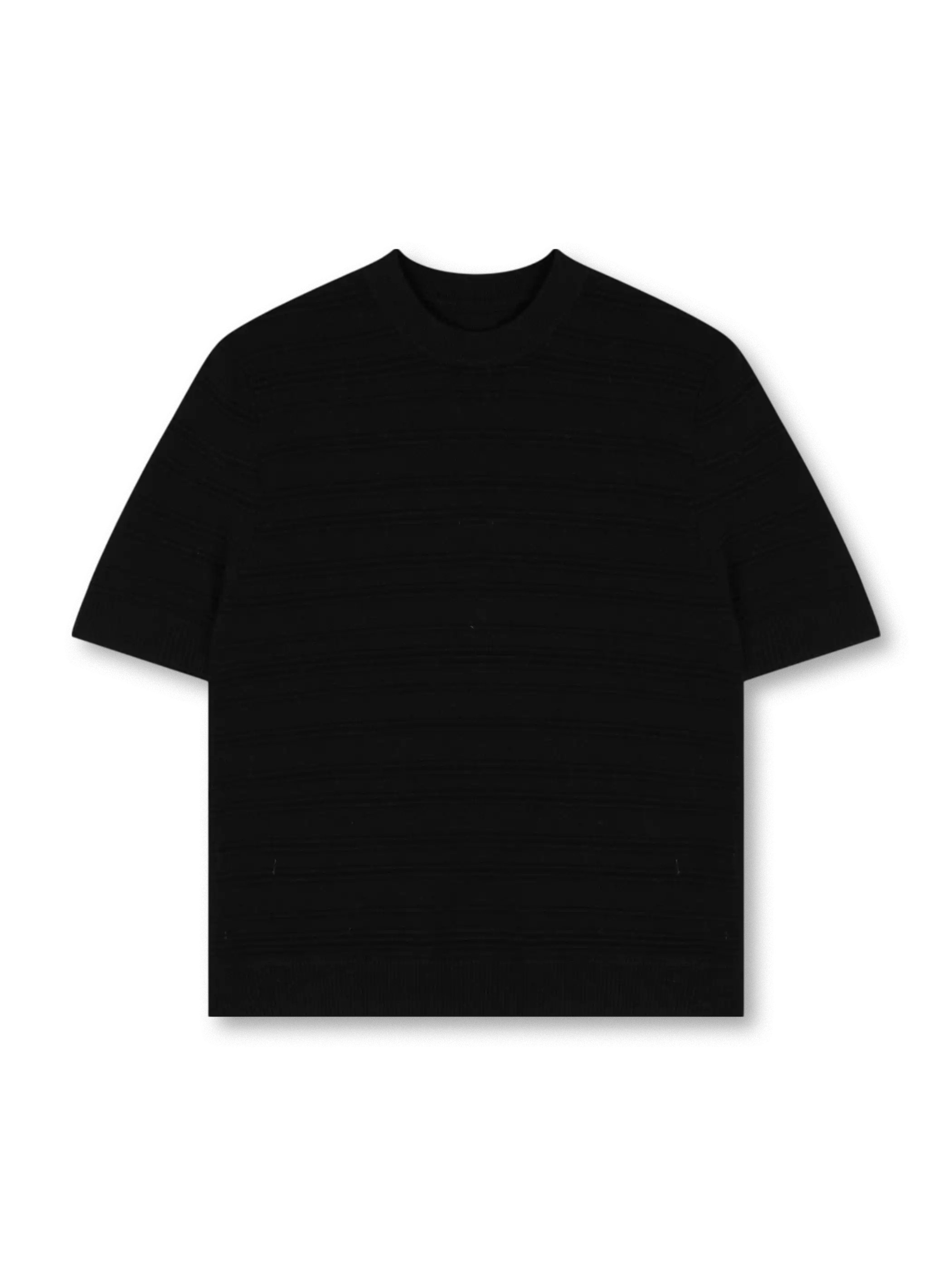 テクスチャードストライプクルーネックニット正面画像