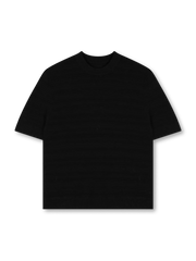 テクスチャードストライプクルーネックニット正面画像