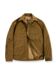 鮮やかなストライプとヴィンテージロゴが映える厚手コーデュロイジャケット。