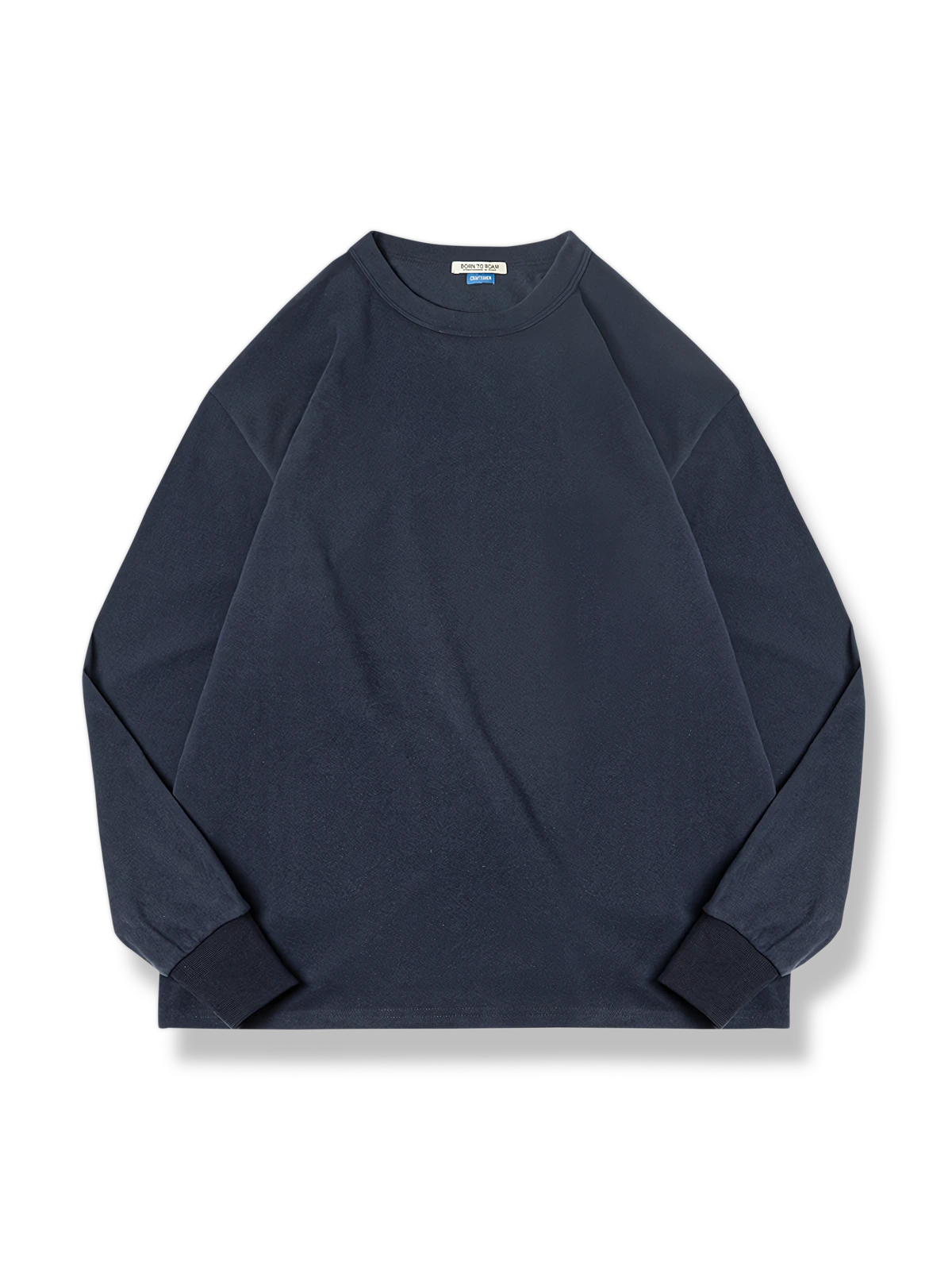 3色コントラストパネル入りフリース裏地長袖Tシャツ