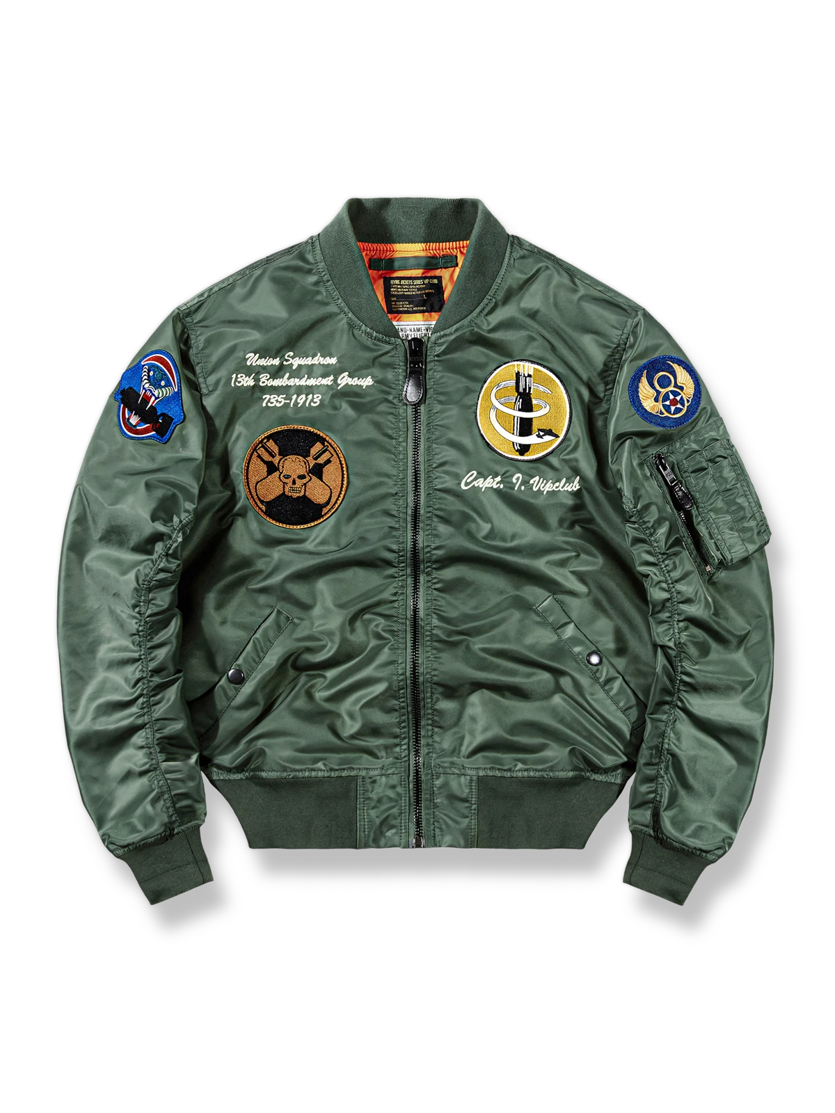 3色配色の防水加工ナイロン中綿MA-1ボンバージャケット