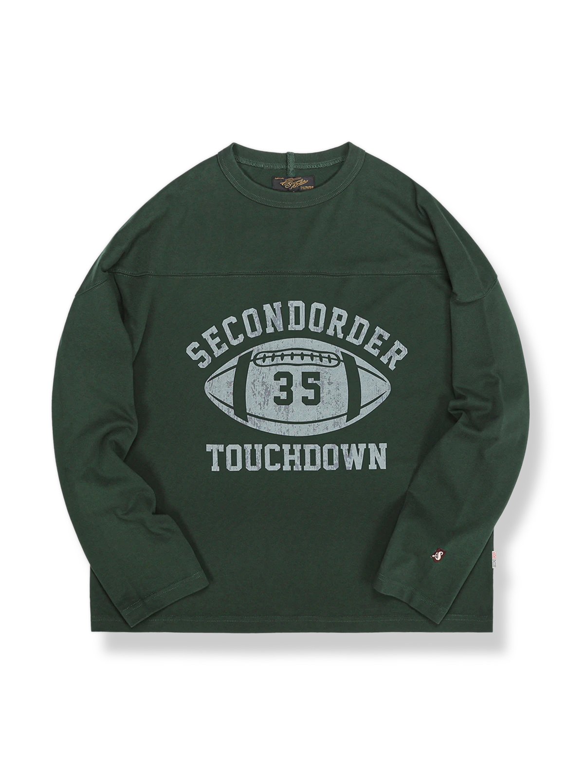 3色配色の数字プリント入りラグビー長袖Tシャツ