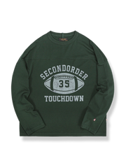 3色配色の数字プリント入りラグビー長袖Tシャツ