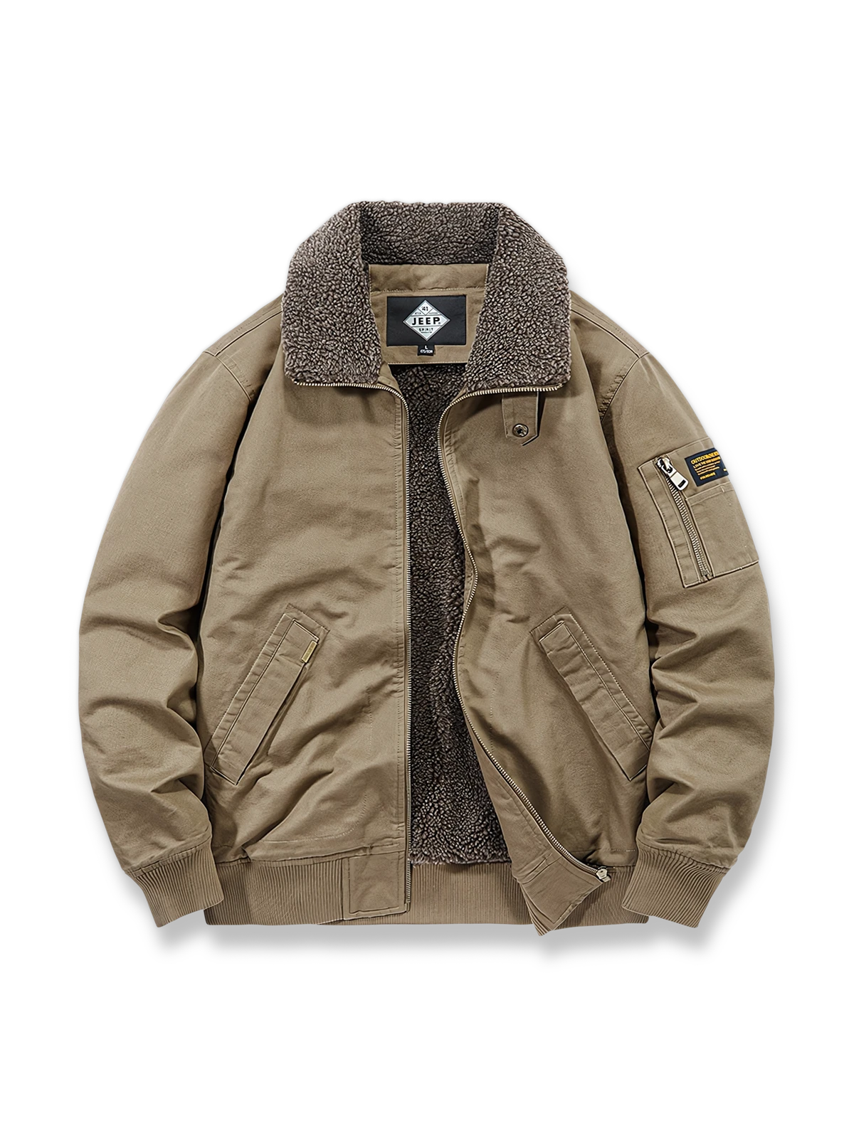 裏ボア付き厚手コットンジャケット。