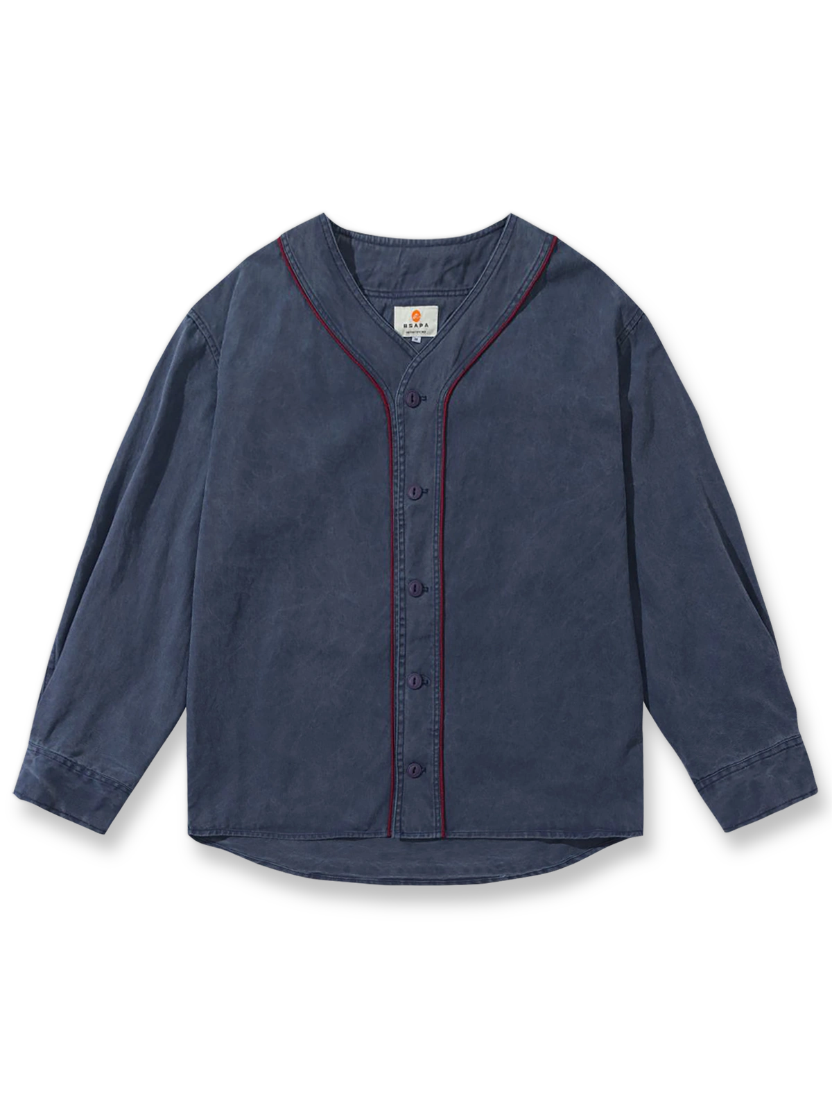 コントラストトリムとウォッシュ加工が映えるヴィンテージ風ベースボールシャツ