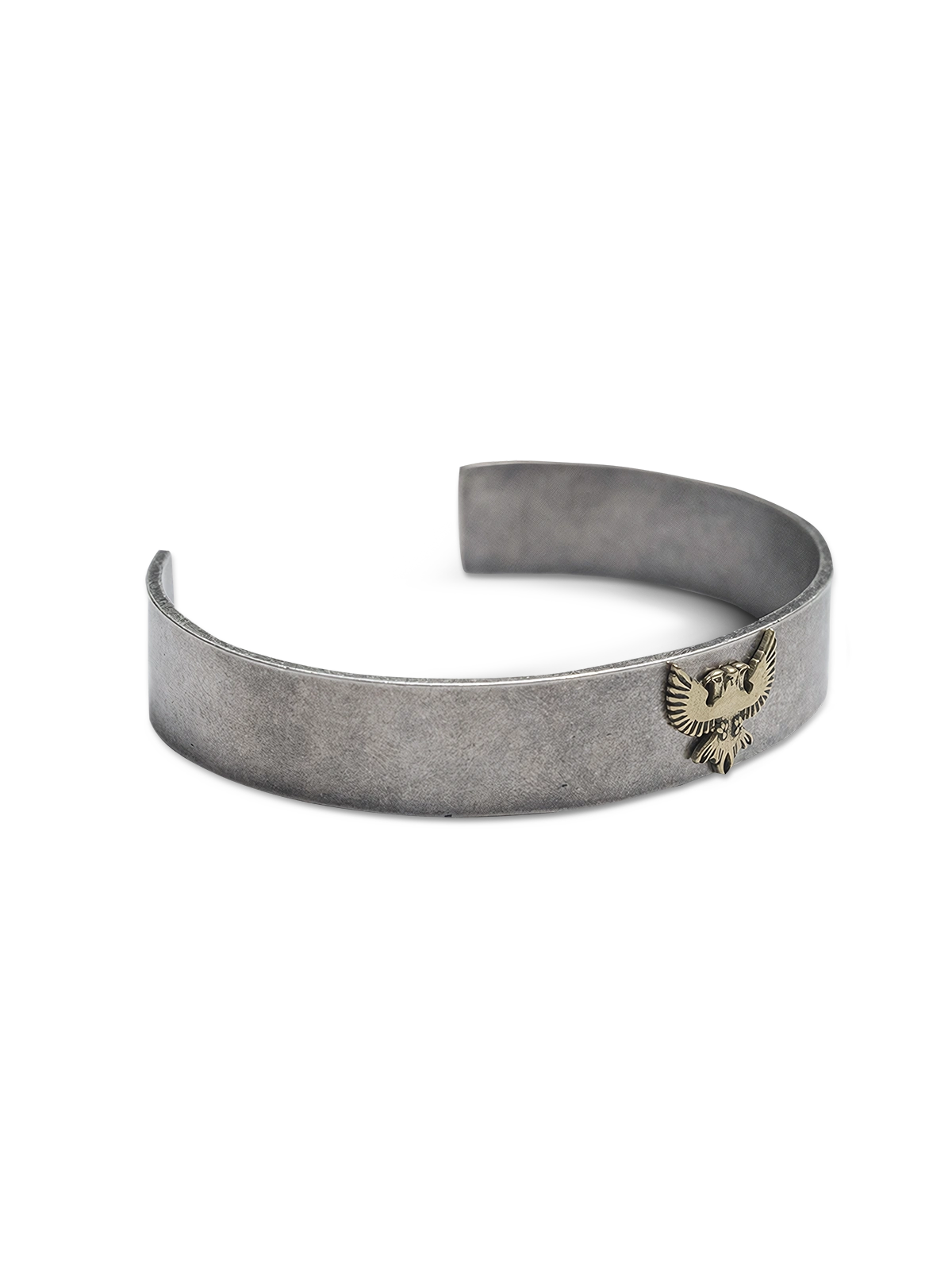 三頭鷹モチーフの酸化仕上げが印象的な925純銀バングル。