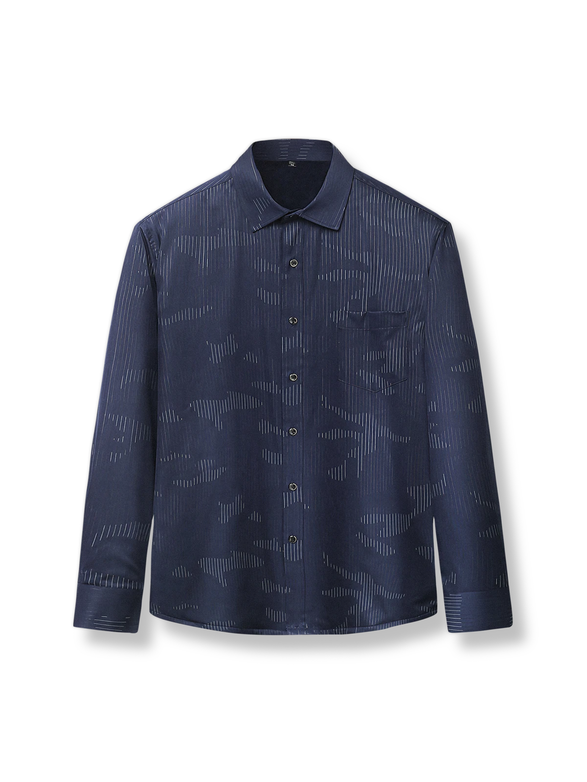 裏フリース付き3色ストライプのスリムフィットビジネスシャツ