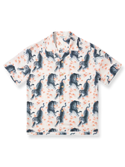 セルロース素材に鮮やかなタイガープリントを施したアロハ半袖シャツ
