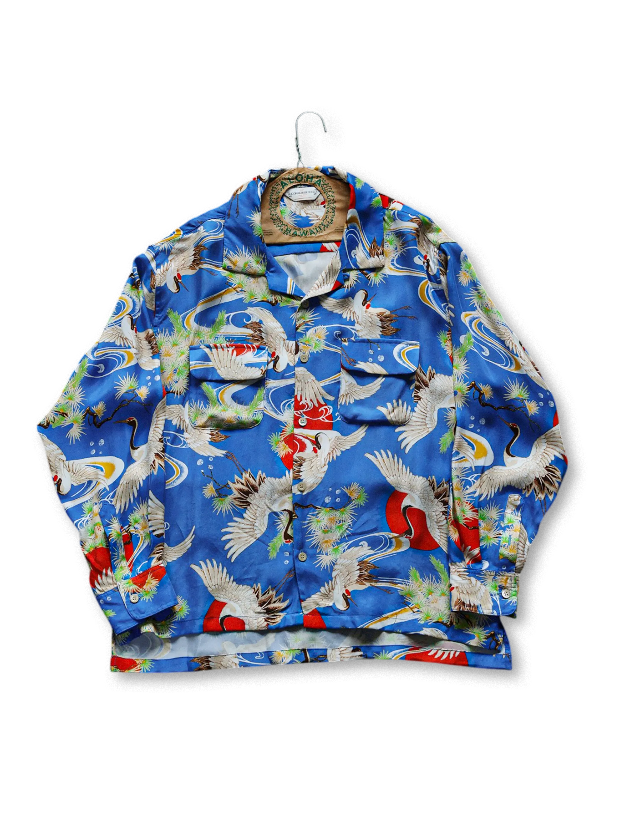 和柄伝統モチーフとキュプラ素材のオーバーサイズアロハシャツ