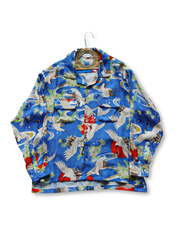 和柄伝統モチーフとキュプラ素材のオーバーサイズアロハシャツ