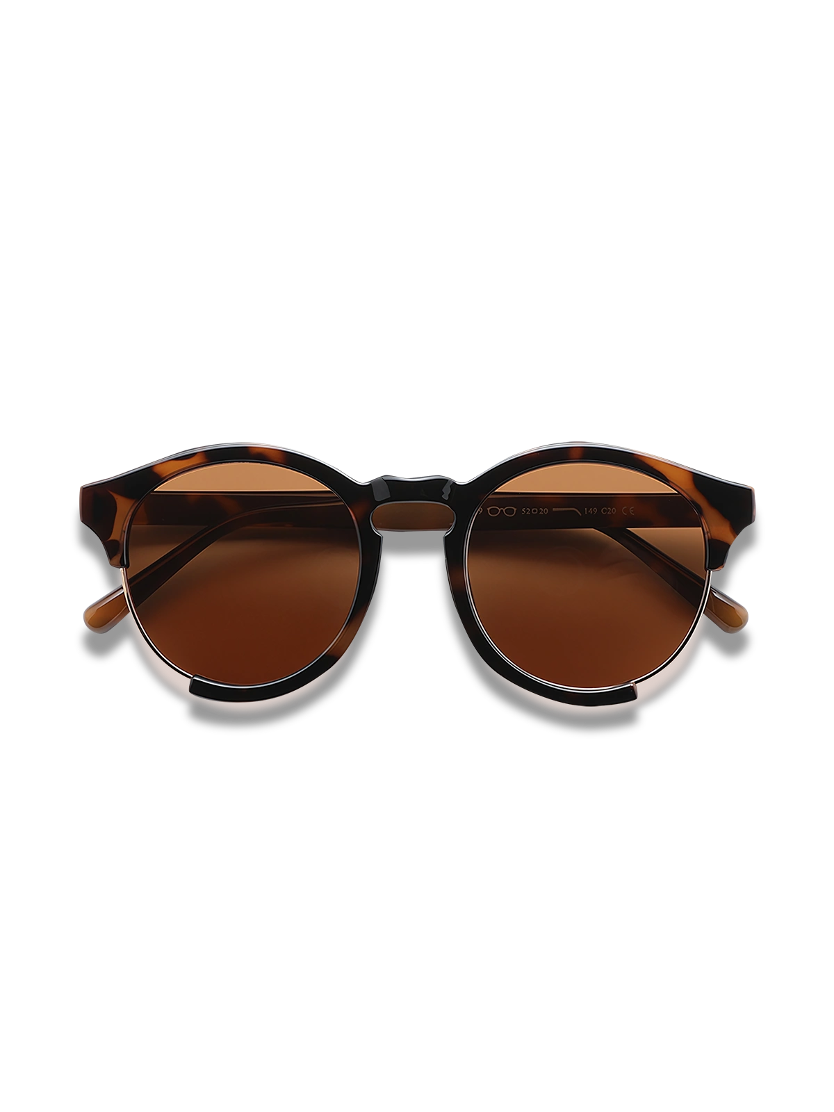 トータスシェル色フレームのハーフリムヴィンテージ手作りサングラス