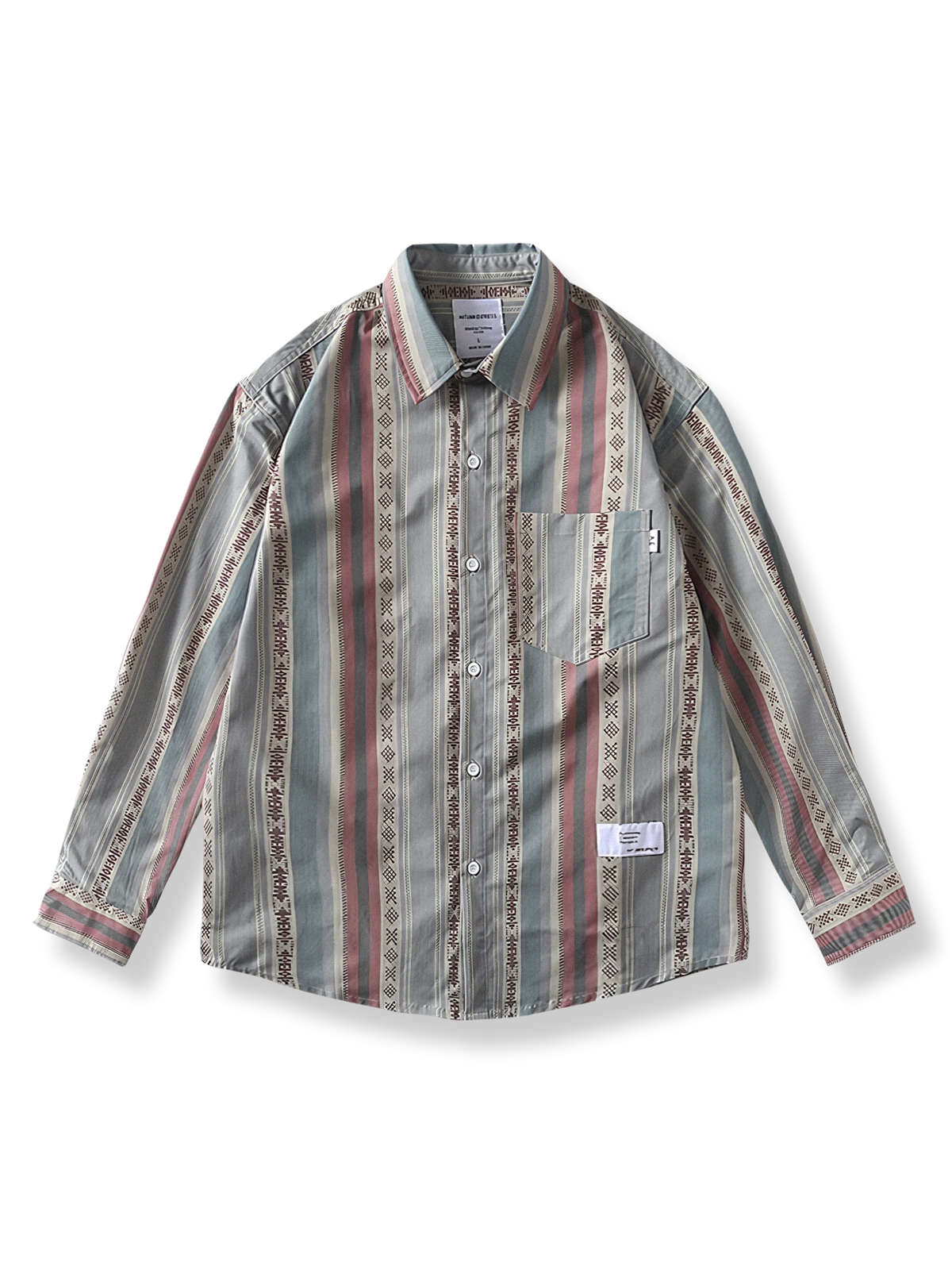 民族調トーテムプリントの長袖シャツ