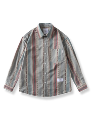 民族調トーテムプリントの長袖シャツ