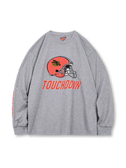 フットボールヘルメットプリント長袖Tシャツ正面画像