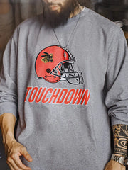 TOUCHDOWN フットボールヘルメット刺繍長袖Tシャツ