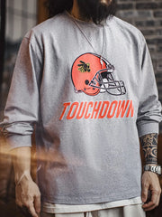 TOUCHDOWN フットボールヘルメット刺繍長袖Tシャツ
