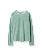 製品画像: グリーンストライプ長袖Tシャツ正面図