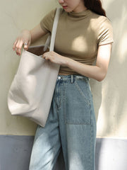 サイドギャザーハイネックショートTシャツ