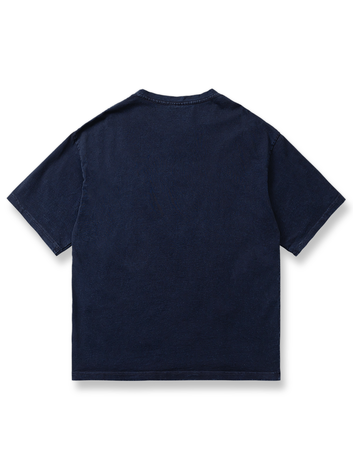 製品画像: ヴィンテージスタイルのインディゴウォッシュ刺し子エンブロイダリーTシャツの全体展示画像