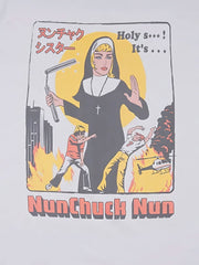 詳細画像: ヌンチャク修道女漫画風プリントのディテール