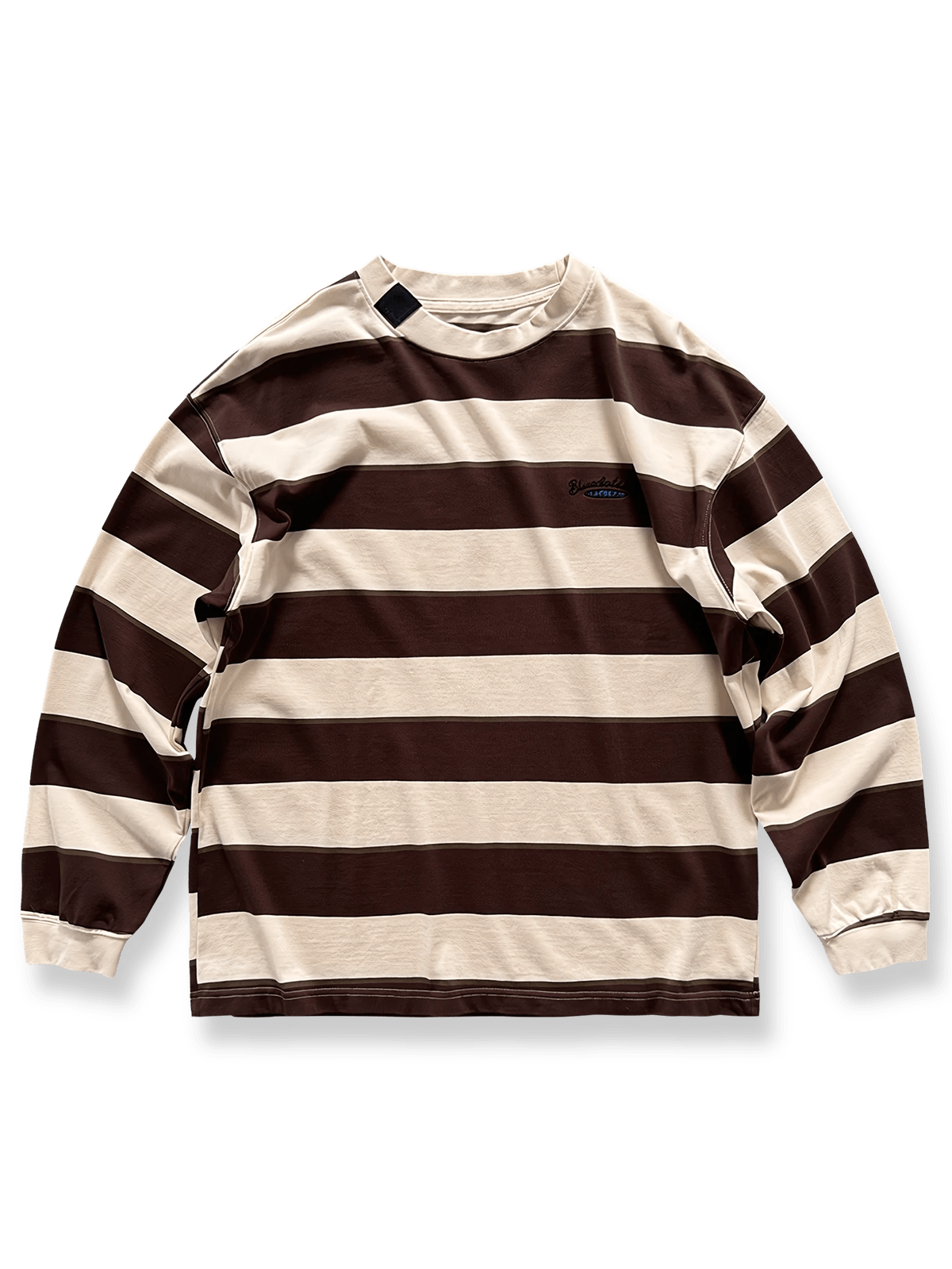 ヘビーウェイトクルーネックワイドストライプ長袖Tシャツ 全体画像