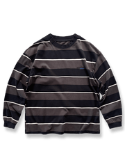 ヘビーウェイトクルーネックワイドストライプ長袖Tシャツ 全体画像