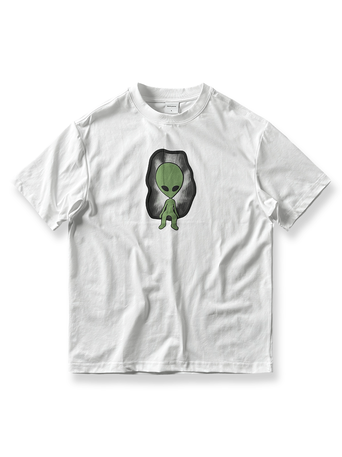 クール&抗菌グレイプリントヴィンテージウォッシュ半袖Tシャツ全体図