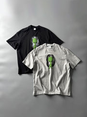 クール&抗菌グレイプリントヴィンテージウォッシュ半袖Tシャツ全体図