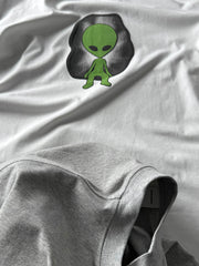 クール&抗菌グレイプリントヴィンテージウォッシュ半袖Tシャツ細部図