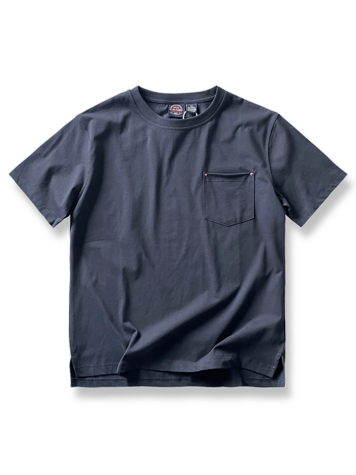 アメリカンヴィンテージ風ルーズフィットポケット付きベーシック半袖Tシャツ全体図