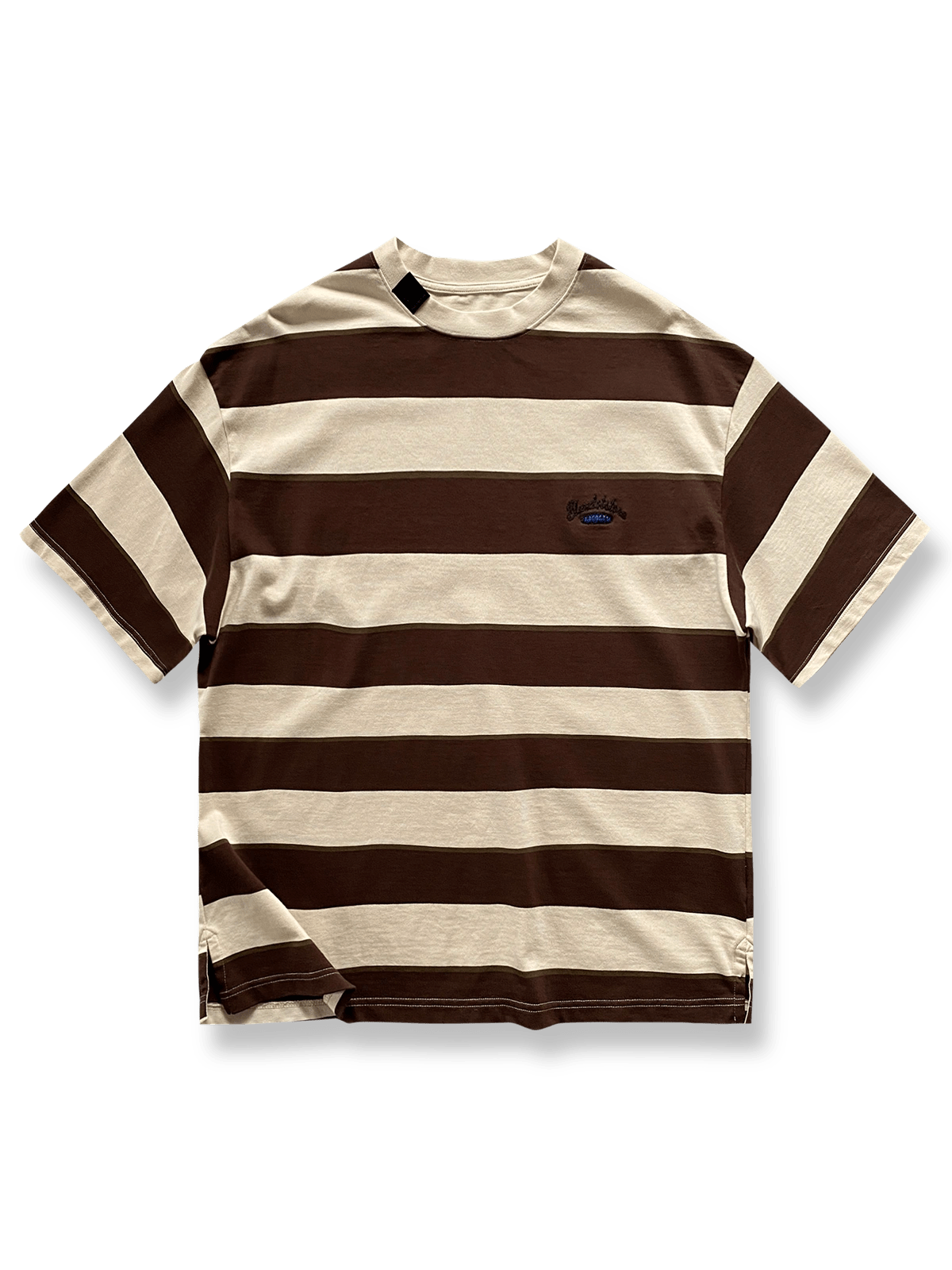 重磅純綿ストライプショートスリーブTシャツ正面図