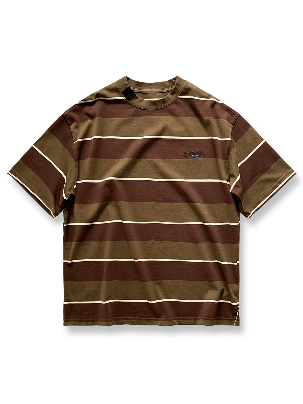 重磅純綿ストライプショートスリーブTシャツ正面図