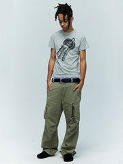 キー柄スリムフィット半袖Tシャツ