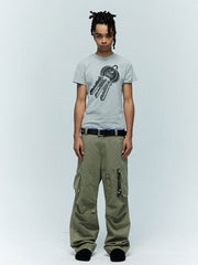 キー柄スリムフィット半袖Tシャツ